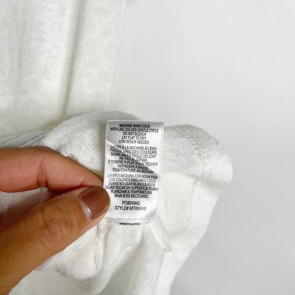 Bobeau Womens Small S White V Neck Twist Hem T Shirt Short Sleeve Slub Knit Tee - Picture 8 of 9